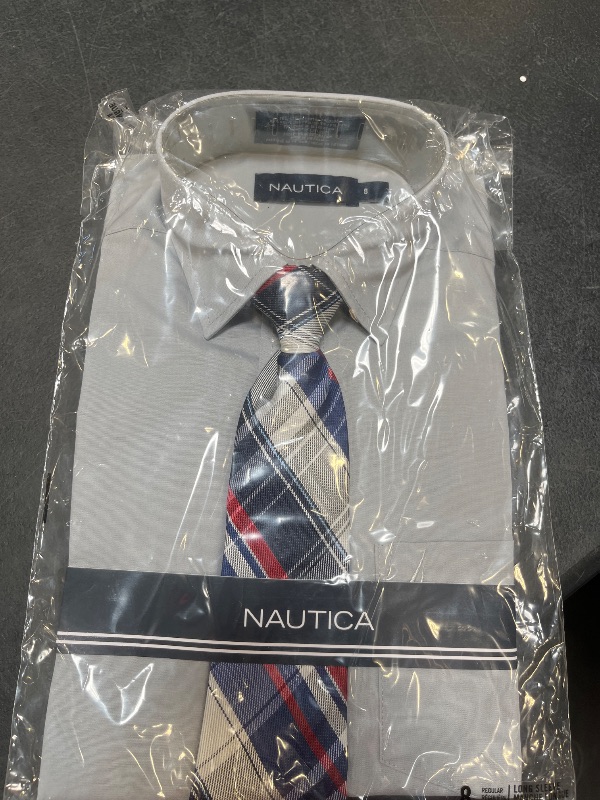 Photo 1 of Nautica Boys' Basic Broadcloth Shirt Tie Set Silver 8