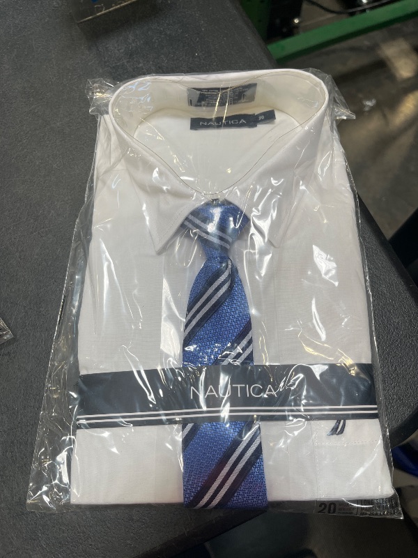 Photo 1 of Nautica Boys' Basic Broadcloth Shirt Tie Set WHITE 20
