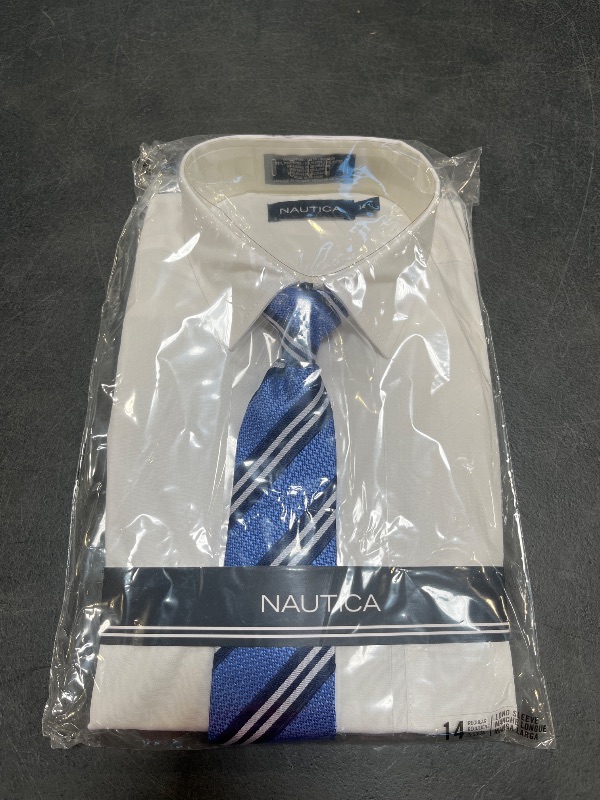 Photo 1 of Nautica Boys' Basic Broadcloth Shirt Tie Set WHITE 14