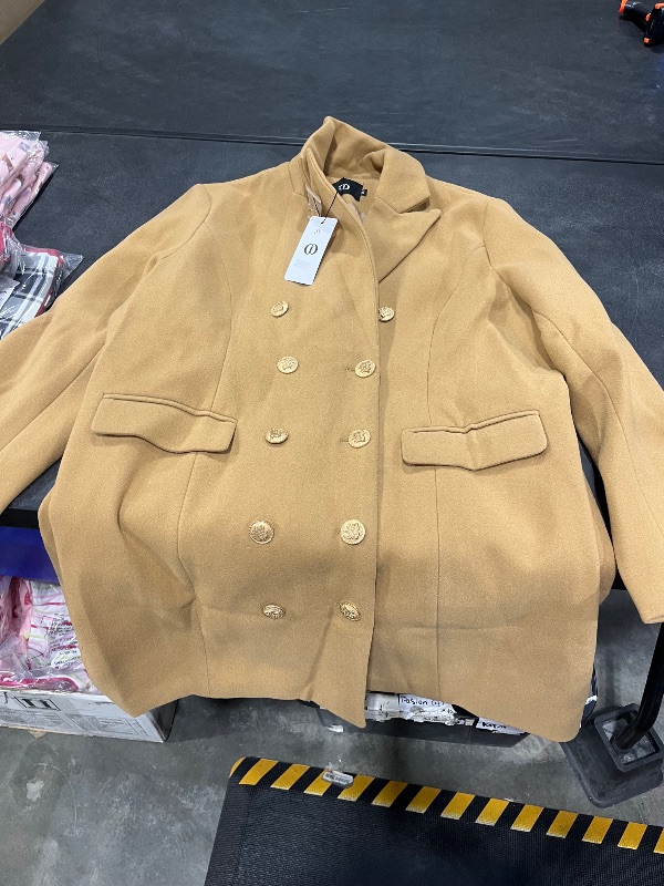 View 2 of Camel Coat Women Double Breasted Long Tan Winter Coats Jacket Camel 2XL
