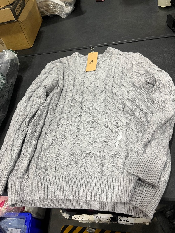 Photo 1 of Askdeer Men's Cable Knit Pullover Sweater Gray
XL