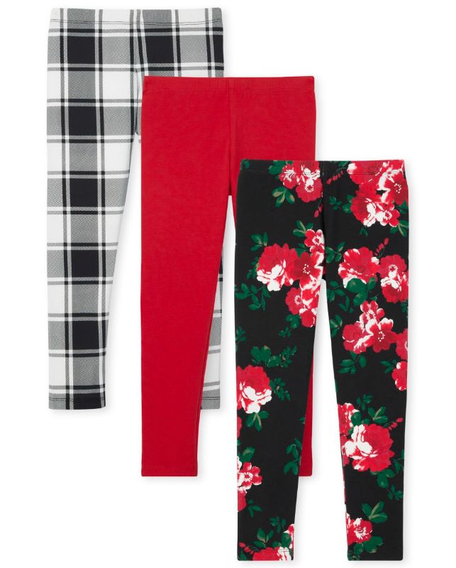 Photo 1 of The Children's Place,Fashion Leggings,3 Pack,Black Roses/Rose Parade/Plaid,Small (5/6)