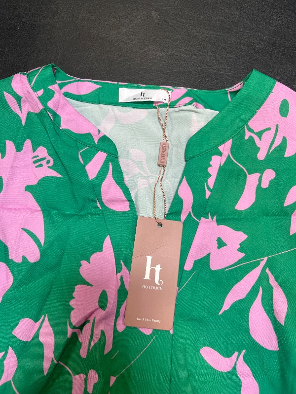 View 2 of HOTOUCH Casual Summer Dresses 2025 Printed Flowy Beach Dress with Pockets Tiered Swing Sundress, Green Flower Print xxl