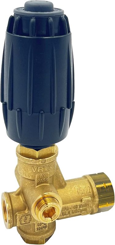 Photo 1 of Annovi Reverberi VRT3-310EZ Unloader, Black Spring, 4500 PSI, 10.5 GPM, Adjustment Knob, EZ Start, Brass