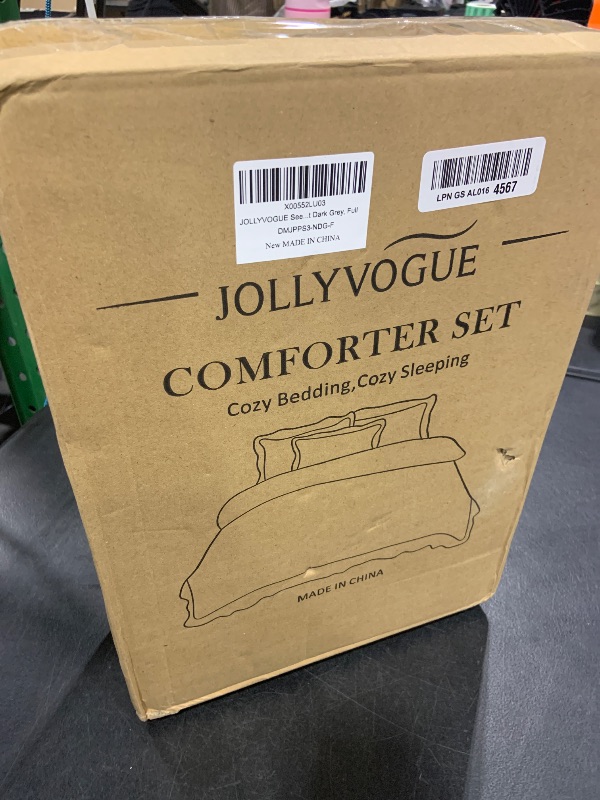 Photo 1 of JOLLYVOGUE Dark Grey Full Comforter Set (3-Piece)
