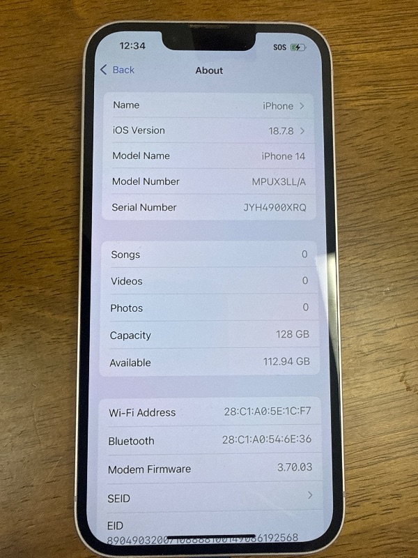 Photo 1 of Apple iPhone 14, 128GB, Purple (Renewed)