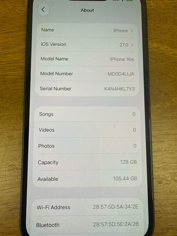 Photo 1 of Apple iPhone 16e 128GB Black Unlocked