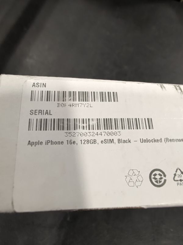 Photo 1 of Apple iPhone 16e 128GB Black Unlocked