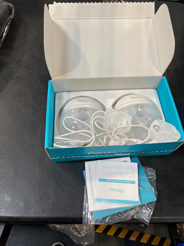Photo 1 of Paruu Hands Free Breast Pump P16, Wearable Breast Pump Electric Portable with 4 Modes & 12 Levels, Max 309mmHg Strong Suction 24mm with 19/21mm Inserts Wearable Breastfeeding Pump, 2 Pack White