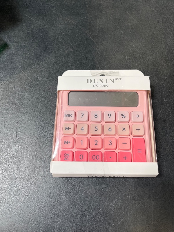 Photo 1 of HUTUDD Mechanical Calculator - Pink, 12-Digit LCD