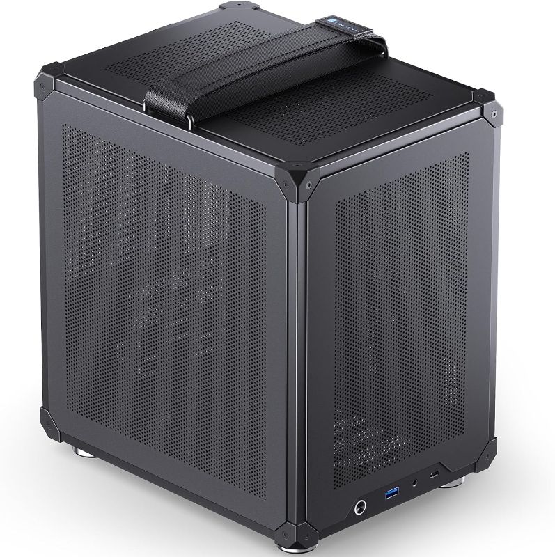 Photo 1 of JONSBO C6-ITX Black Mini ITX Handled Mesh PC Case, Simple Compact Desktop Chassis, SP MB mini-ITX/Mini-DTX, ATX Power Bite (L140mm Max.), 170mm Tower Cooler,Tool-Free Open SFF Case, Black