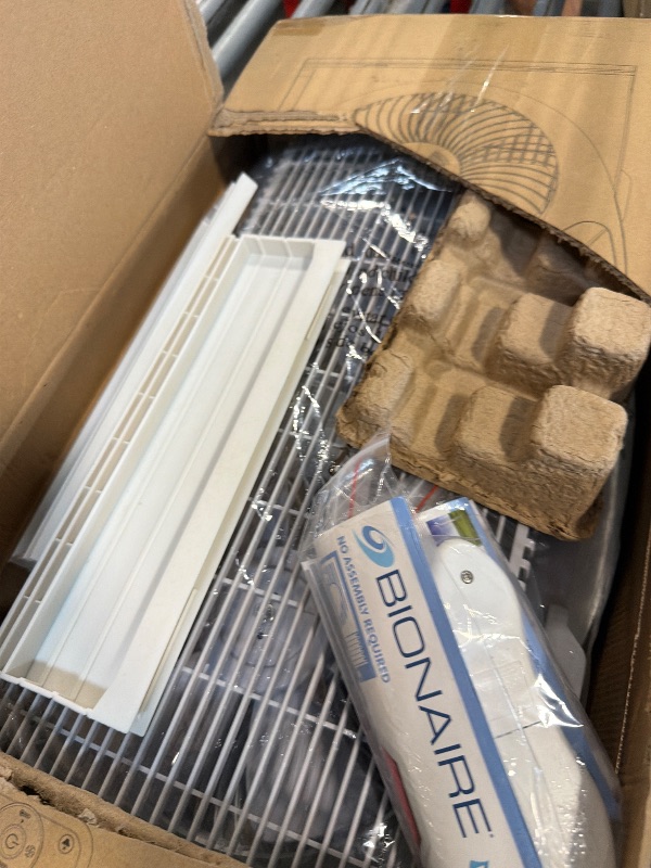 View 3 of [SOLD FOR PARTS] Bionaire Window Fan with Reversible Airflow Blades – 3-Speed Settings, Programmable Thermostat, LED Display, Remote Control, Fits 24–36" Windows, No Assembly Required