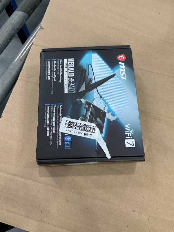 Photo 1 of MSI Herald WiFi 7 PCIe Card for Desktop PC BE9400 Tri-Band, Bluetooth 5.4, 6GHz, MLO, 320MHz, 5.8Gbps