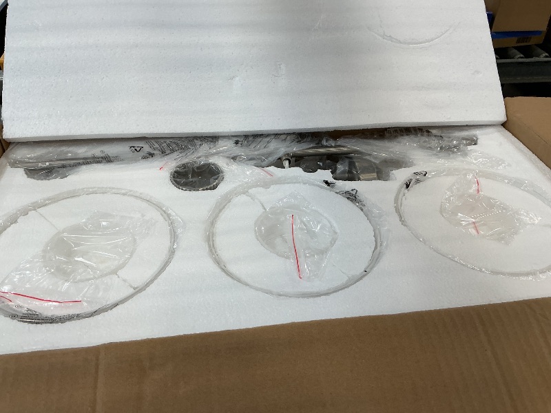 Photo 1 of WOSHITU Nickel Bathroom Vanity Light Fixtures: Vanity Lighting Fixtures Over Mirror 23.4 inch with Milky White Frosted Glass, 3-Lights Vanity Light Above Mirror Bathroom Wall Light(Exclude Bulb)