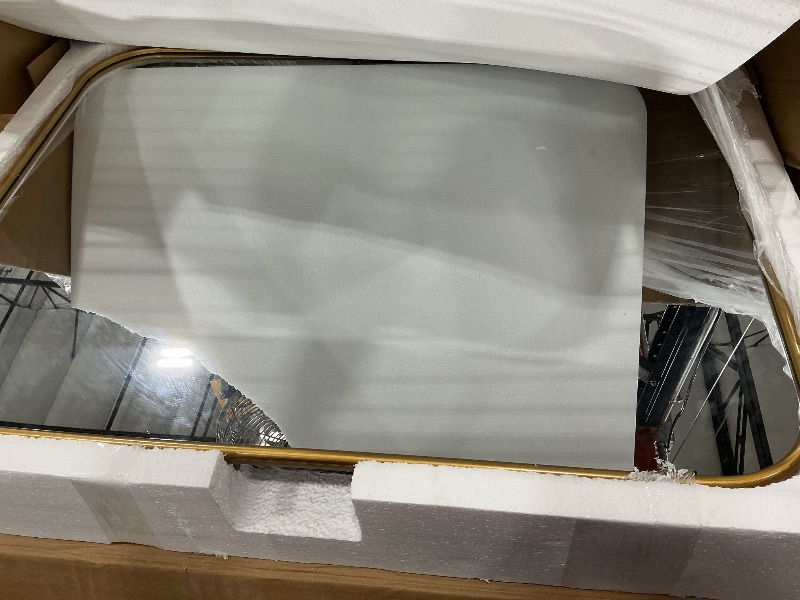Photo 1 of VIWILII 24"x32" Gold Bathroom Medicine Cabinet Rounded Rectangle Mirror