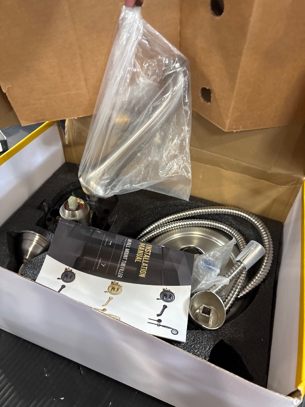 Photo 1 of Dasan Wall Mount Tub Filler Faucet with Handheld Shower - Brushed Nickel