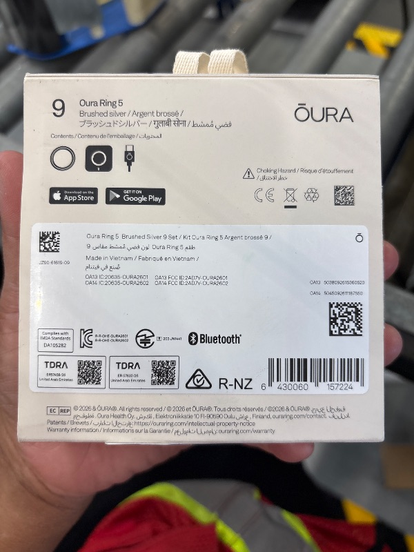 Photo 1 of OURA Ring 5 Smart Ring - Brushed Silver - Size 9 - Fitness & Sleep Tracker