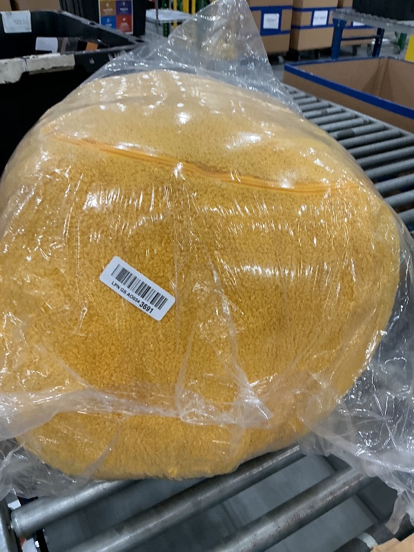 Photo 1 of MeMoreCool Round Pouf Ottoman Foot Rest, 20x15 Inch Foam Footstool, Yellow