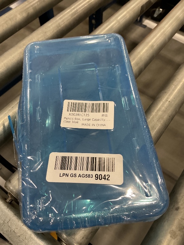 Photo 1 of BOEIAC Large Capacity Pencil Box, 8" Clear Blue