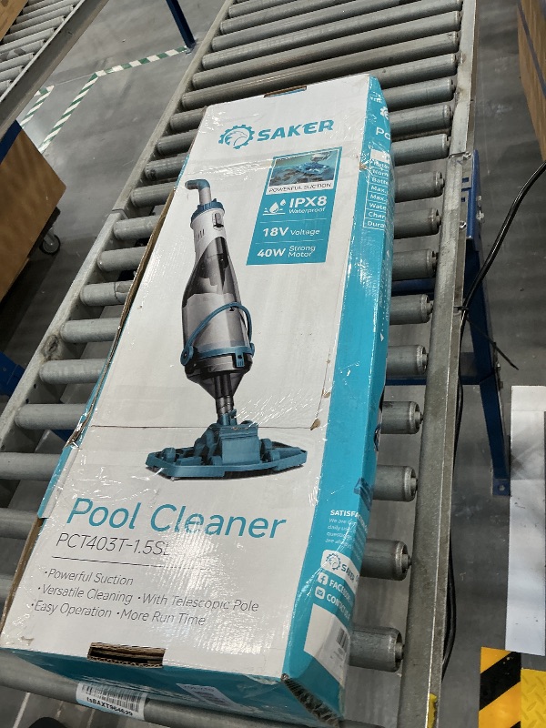Photo 1 of Saker Handheld Pool Vacuum with Telescopic Pole, Cordless Pool Cleaner 4200 L/H Powerful Suction, 60 Min Runtime, Rechargeable Vacuums for Above Ground Pools, Inground Pools, Spas & Hot Tubs