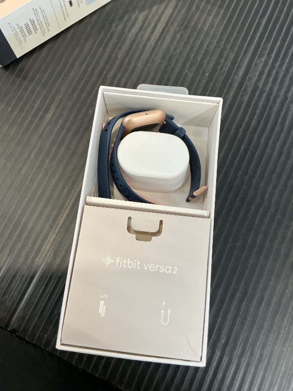 Photo 1 of Fitbit Versa 2 Smartwatch Bundle with Small and Large Bands - Petal