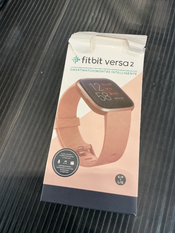 Photo 1 of Fitbit Versa 2 Smartwatch Bundle with Small and Large Bands - Petal