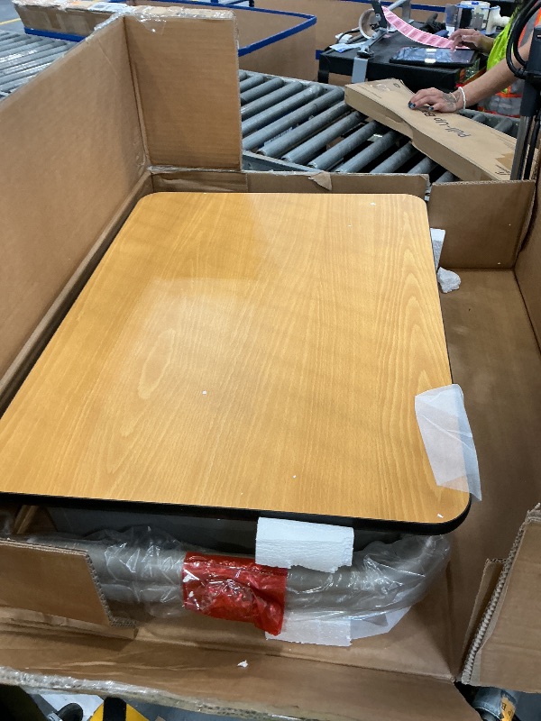 Photo 1 of Flash Furniture Student Desk with Metal Book Box, Maple/Silver