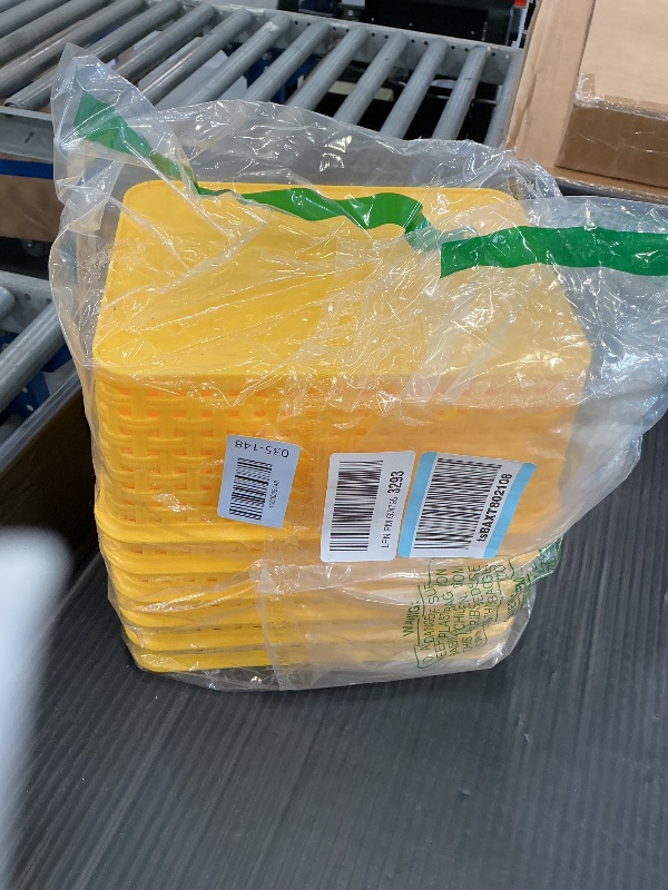 Photo 1 of WYT 6-Pack Plastic Small Shelf Storage Weave Baskets Organizing for Cabinets and Pantries, Yellow