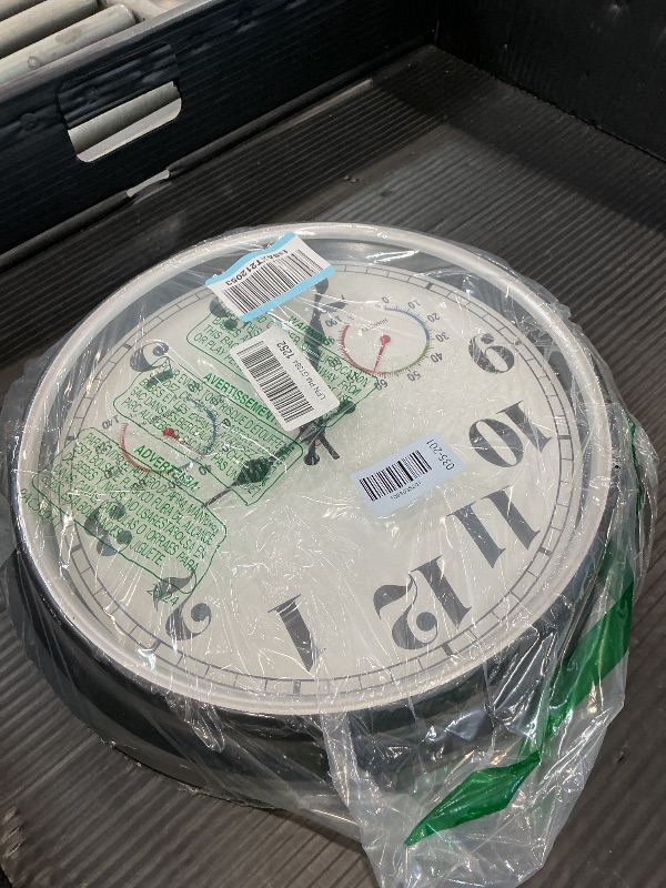 Photo 1 of 45MinST 16 Inch Silver Wall Clock with Thermometer & Hygrometer