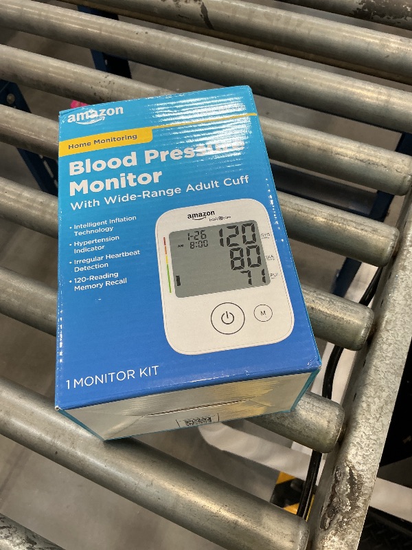 Photo 1 of Amazon Basic Care Blood Pressure Monitor, Wide Range Arm Cuff, Intelligent Inflation Technology, Home Monitoring, Hypertension Indicator, Irregular Heartbeat Detection, Large (Previously Healthwise)