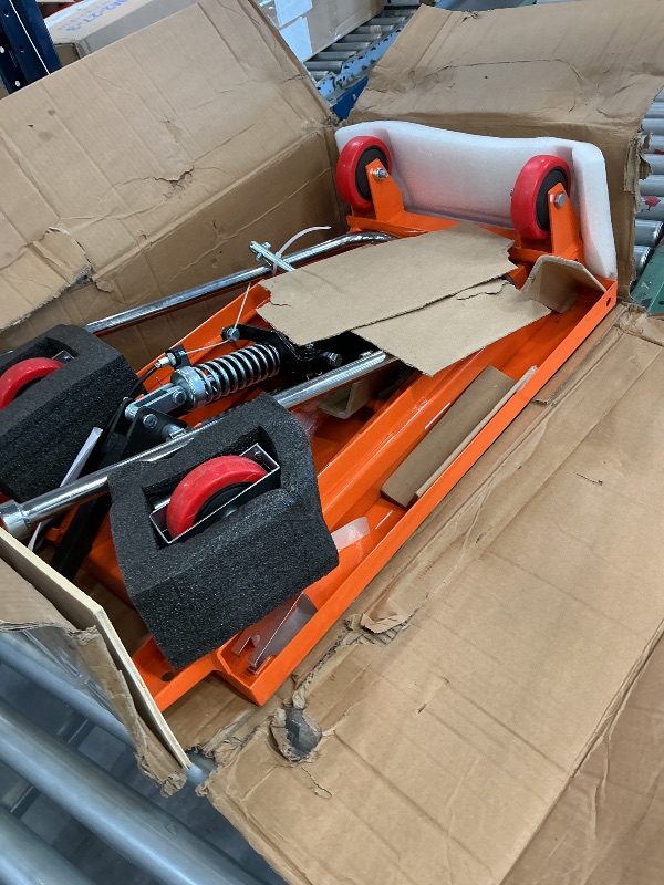 Photo 1 of VEVOR Hydraulic Lift Table Cart, 500 lbs Capacity, Orange