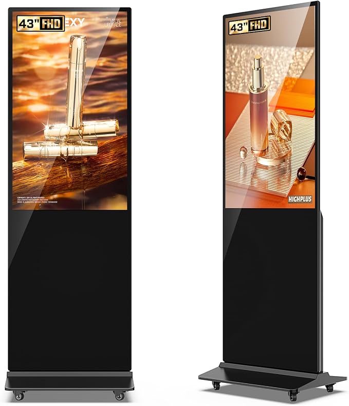 Photo 1 of 32/43/55/65 Inch Digital Signage Display, LCD Screen Advertising Display Kiosk Interactive Totem Floor Standing Auto AD Player with USB/HDMI/WiFi Android OS (43'' Non-Touch)