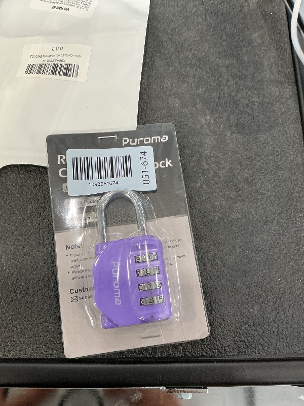 Photo 1 of Puroma 4-Digit Combination Padlock - Purple