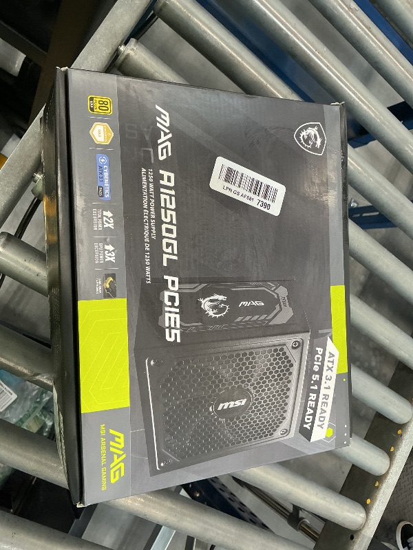 Photo 1 of MSI MAG A1250GL PCIE5, Fully Modular Compact Gaming 1250W Power Supply, 80+ Gold, ATX 3.1 & PCIe 5.1 Ready, Native Dual-Color 12V-2x6 Cable, 10 Year Warranty