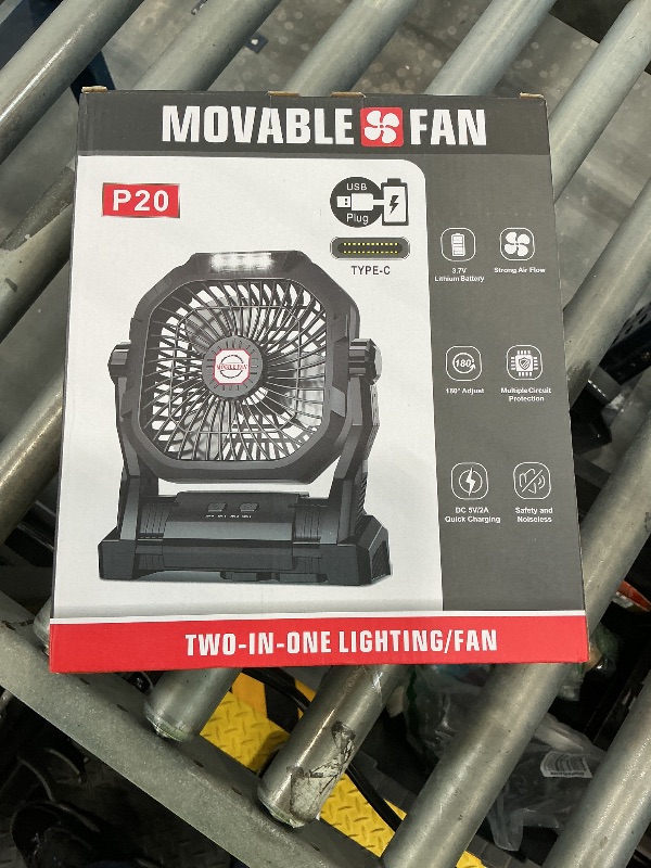 Photo 1 of Camping Fan Rechargeable, 20000mAh Battery Powered Portable Fan with LED Light, 4-Speed 180° Adjustable, Camping Essentials for Tent, Travel, Car, Outdoor, Indoor, BBQ, Fishing, Jobsite - Orange