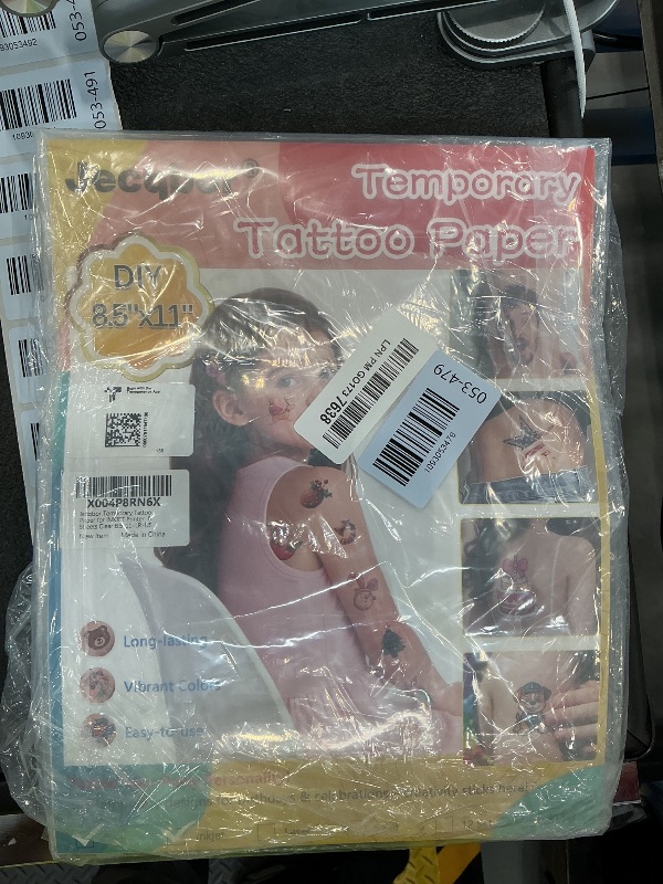 Photo 1 of Jecqbor Printable Temporary Tattoo Paper - Inkjet Compatible, 8.5x11", 6 Sheets