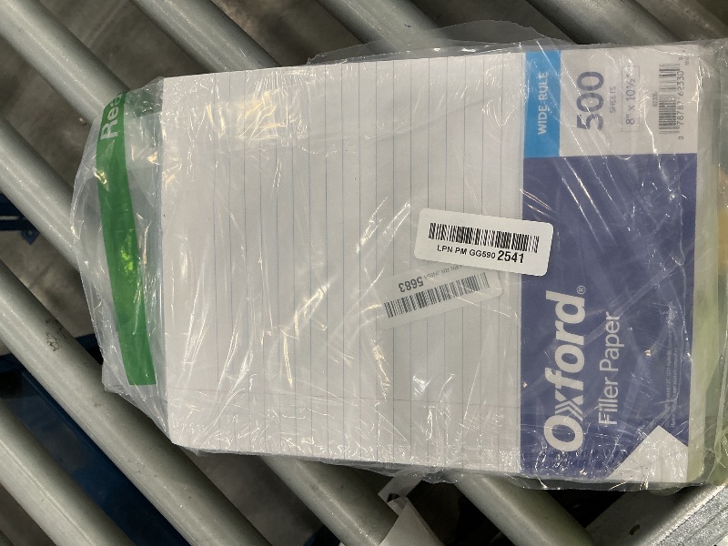 Photo 1 of Oxford Filler Paper, 8 x 10-1/2 Inch Wide Ruled Paper, 3 Hole Punch, Loose Leaf Notebook Paper for 3 Ring Binders, 500 sheets (62330), white