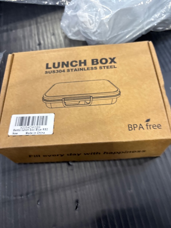 Photo 1 of CMKPL Stainless Steel Bento Lunch Box - Blue, 2 Compartments