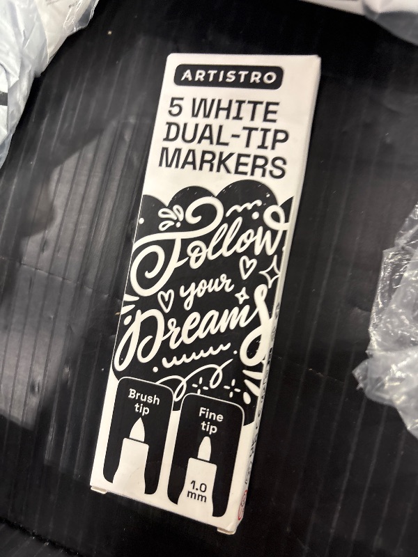Photo 1 of ARTISTRO Dual-Tip Acrylic Paint Markers, White