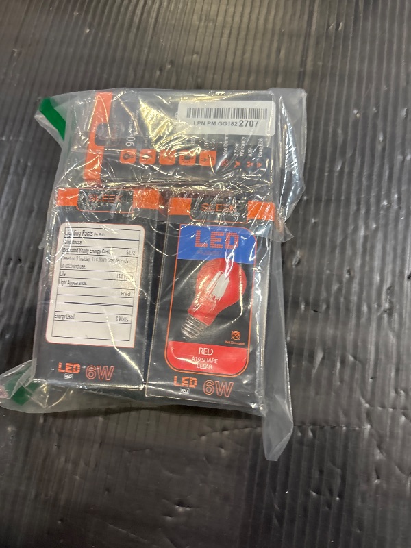 Photo 1 of SLEEKLIGHTING A19 LED 6W Red Light Bulb - 4 Pack
