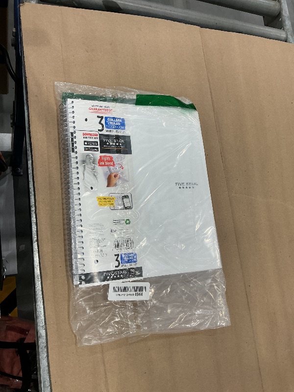 Photo 1 of Five Star Study App Spiral Notebook, 3 Subject, College Ruled, 150 Sheets, White