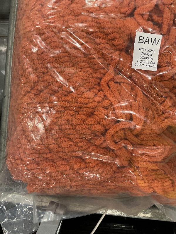 Photo 1 of BATTILO HOME Burnt Orange Chenille Knit Throw Blanket