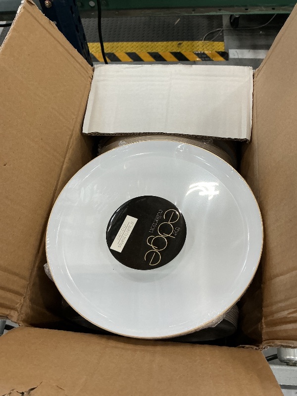 Photo 1 of Edge White Gold Rim Plates, 8.6 Inch, Case of 120 (12 packs x 10)