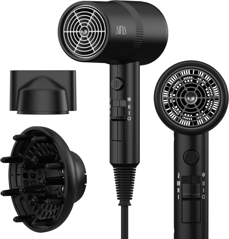 Photo 1 of AINA Diffuser Hair Dryer Full-Featured Blow Dryer 110V/1600W(Vader Black)
