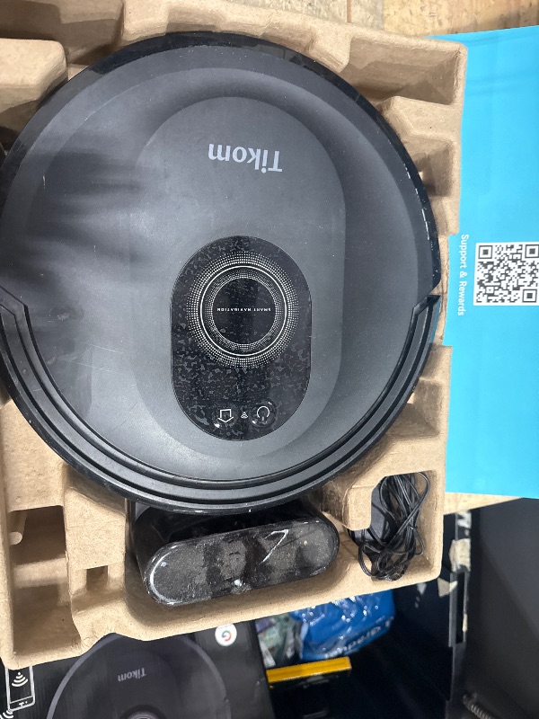 View 3 of **SEE NOTES**Tikom Robot Vacuum and Mop Combo, 5000Pa Robotic Vacuum Cleaner, 150 Min Max, App & Remote Control, Ideal for Hard Floor, Carpet, Pet Hair, Self-Charge(G8000 Max)