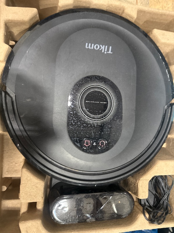 View 4 of **SEE NOTES**Tikom Robot Vacuum and Mop Combo, 5000Pa Robotic Vacuum Cleaner, 150 Min Max, App & Remote Control, Ideal for Hard Floor, Carpet, Pet Hair, Self-Charge(G8000 Max)