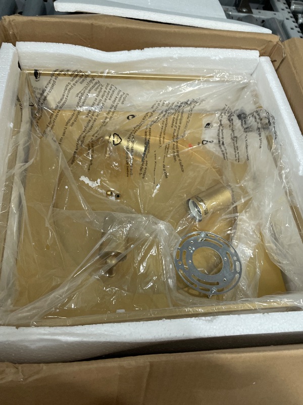 View 3 of 15 Inch Flush Mount Ceiling Light Fixture, Square Gold, 3-Light E26 Base