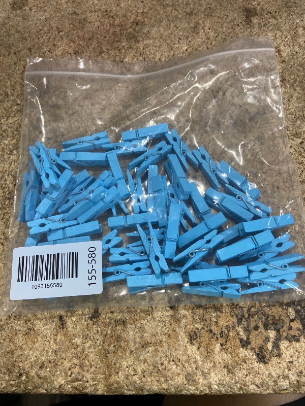 View 2 of 100pcs Wooden Mini Clothespins Small Clothes Pins Photos Clothesline Blue
** UNKNOWN AMOUNT **