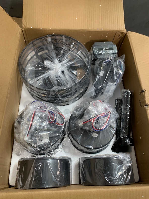 View 3 of 2 Pack 48 Inch Caged Ceiling Fan with Light, Quiet DC Motor