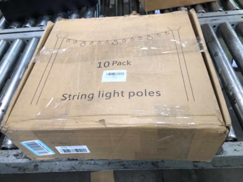 View 2 of 10Ft Exterior Light Poles 10 Pack, Durable Metal String Light Posts for Outdoor Use, Equipped with Fixed Brackets for Yard, Terrace, Backyard and Garden Lighting Decor